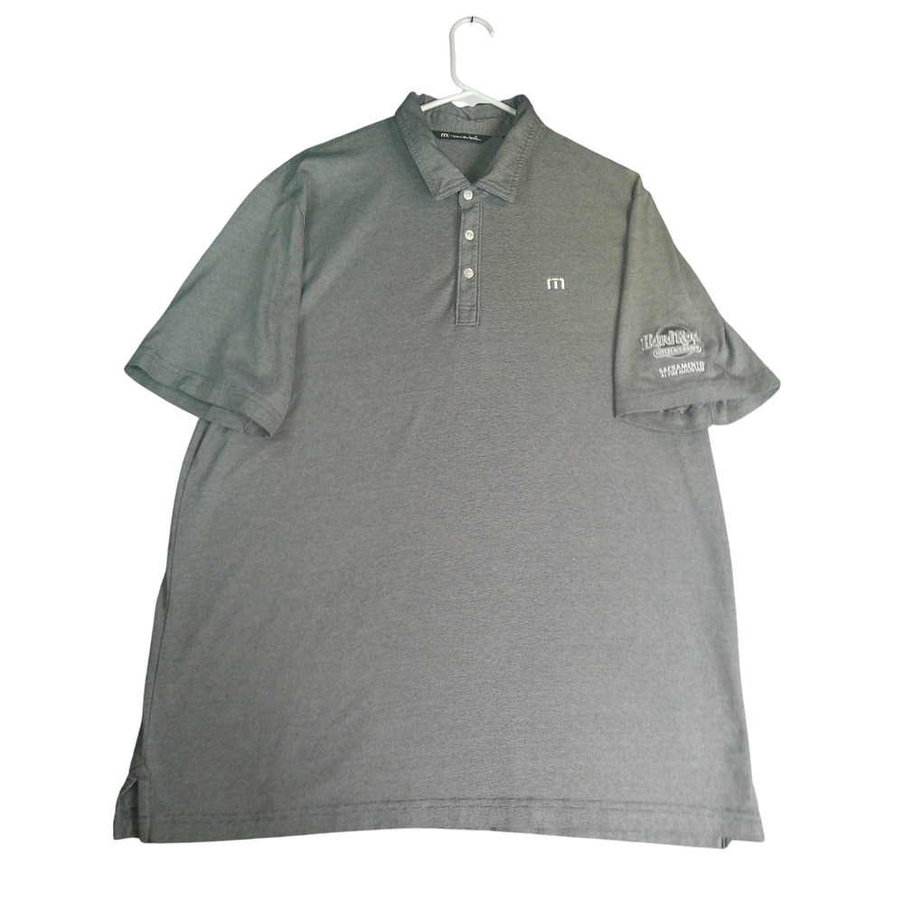TravisMathew Hard Rock Sacramento Polo Shirt Men's XL Gray Stripe Pima Cotton